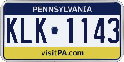 PA license plate KLK1143