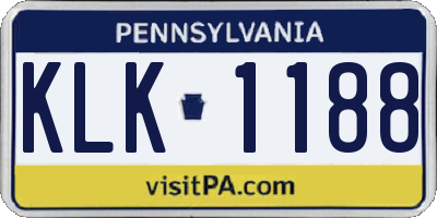 PA license plate KLK1188