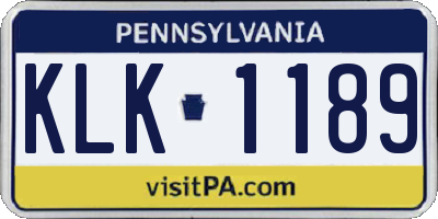 PA license plate KLK1189