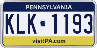 PA license plate KLK1193