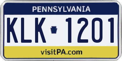 PA license plate KLK1201