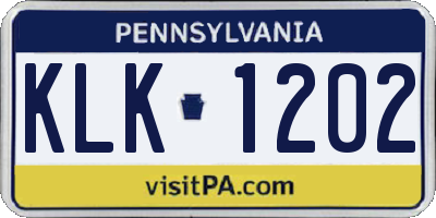 PA license plate KLK1202