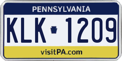 PA license plate KLK1209