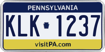 PA license plate KLK1237