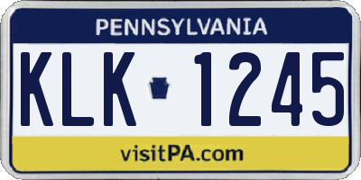 PA license plate KLK1245