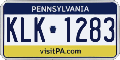 PA license plate KLK1283