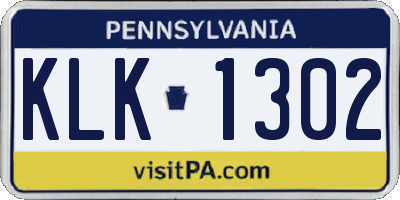PA license plate KLK1302