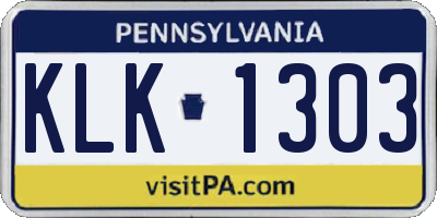 PA license plate KLK1303