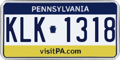 PA license plate KLK1318