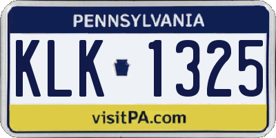 PA license plate KLK1325