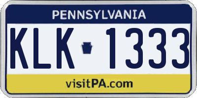 PA license plate KLK1333