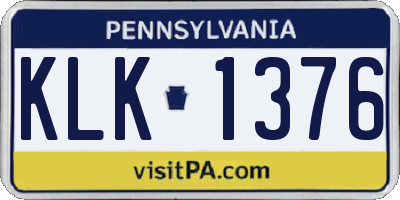 PA license plate KLK1376