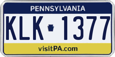 PA license plate KLK1377