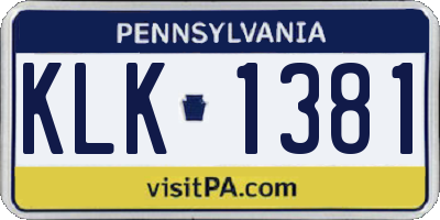 PA license plate KLK1381