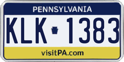 PA license plate KLK1383