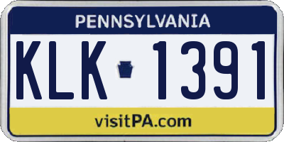 PA license plate KLK1391
