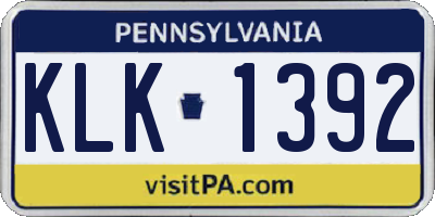 PA license plate KLK1392