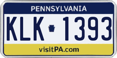 PA license plate KLK1393