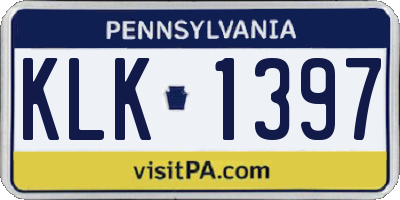PA license plate KLK1397
