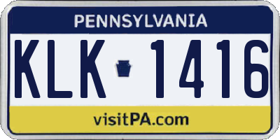 PA license plate KLK1416