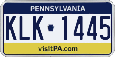 PA license plate KLK1445