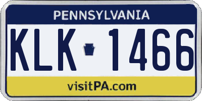 PA license plate KLK1466