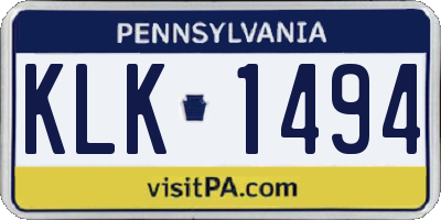 PA license plate KLK1494