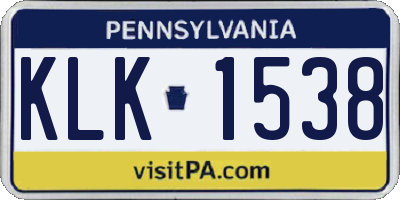 PA license plate KLK1538