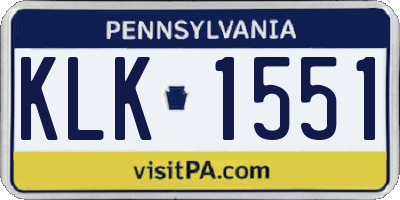 PA license plate KLK1551