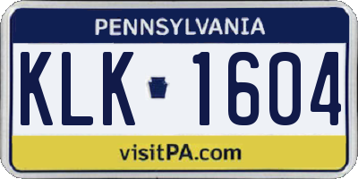PA license plate KLK1604