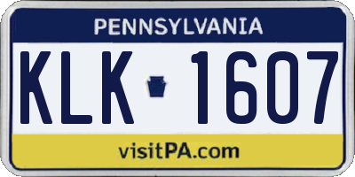 PA license plate KLK1607