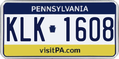 PA license plate KLK1608
