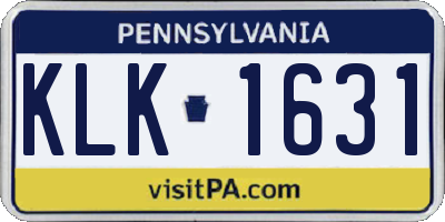 PA license plate KLK1631