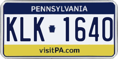PA license plate KLK1640