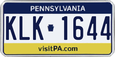 PA license plate KLK1644