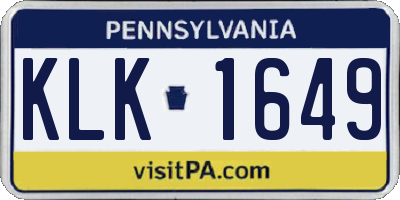 PA license plate KLK1649