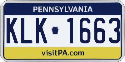 PA license plate KLK1663