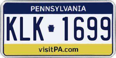PA license plate KLK1699