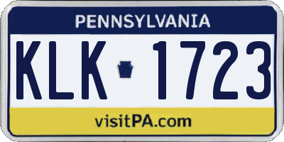 PA license plate KLK1723