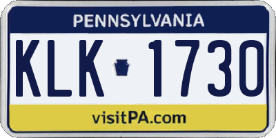 PA license plate KLK1730