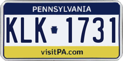 PA license plate KLK1731