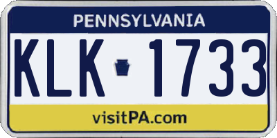 PA license plate KLK1733
