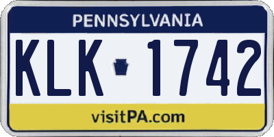 PA license plate KLK1742