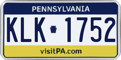 PA license plate KLK1752