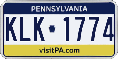 PA license plate KLK1774