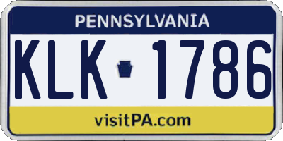 PA license plate KLK1786
