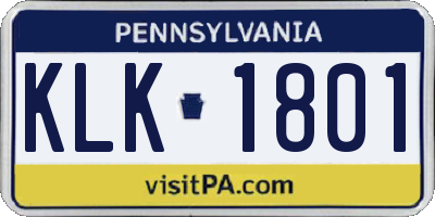 PA license plate KLK1801