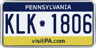 PA license plate KLK1806