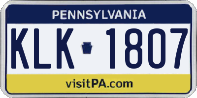 PA license plate KLK1807