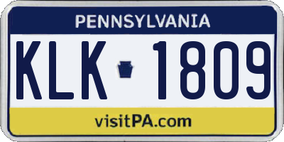 PA license plate KLK1809
